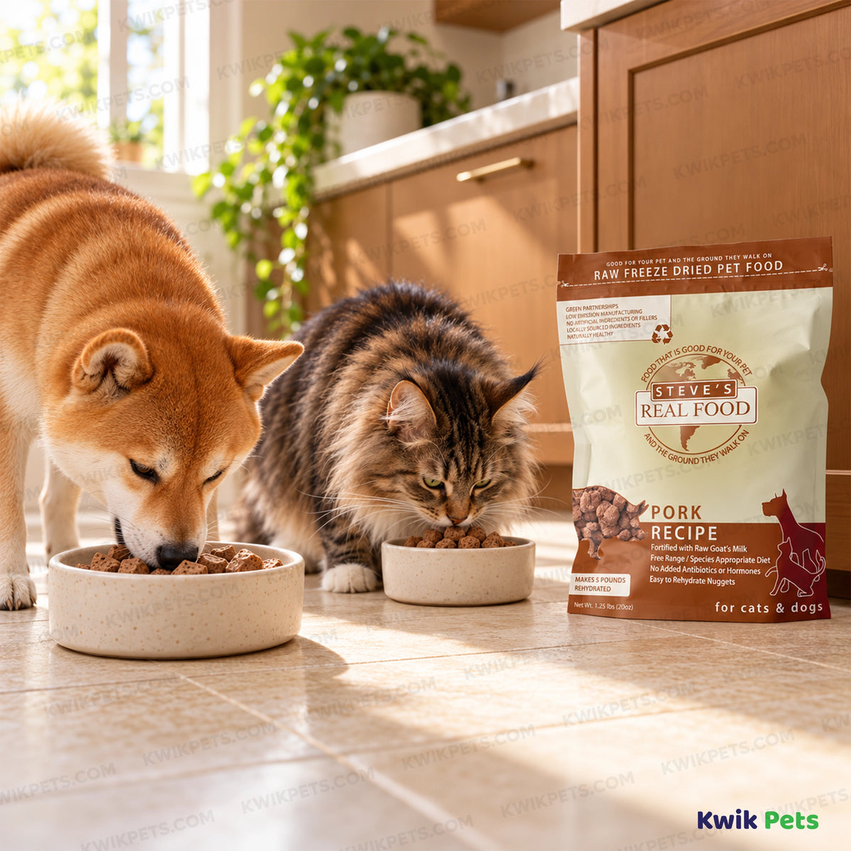 Lifestyle of Steve's Real Food Freeze-Dried Nuggets Raw Dog & Cat Food Pork Recipe 1.25-lb