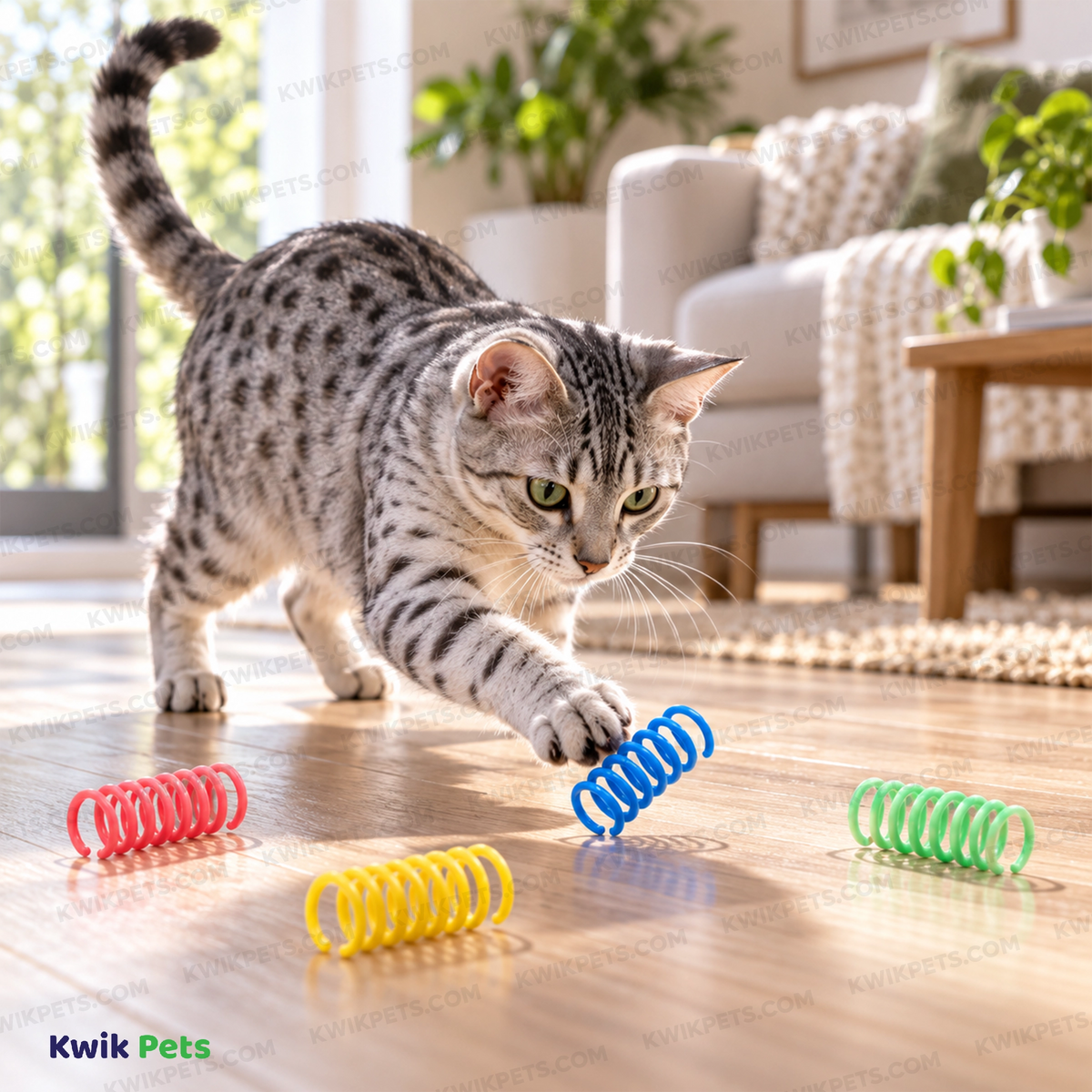 Lifestyle of Spot Thin Colorful Springs Cat Toy Assorted 10 Count 3-in