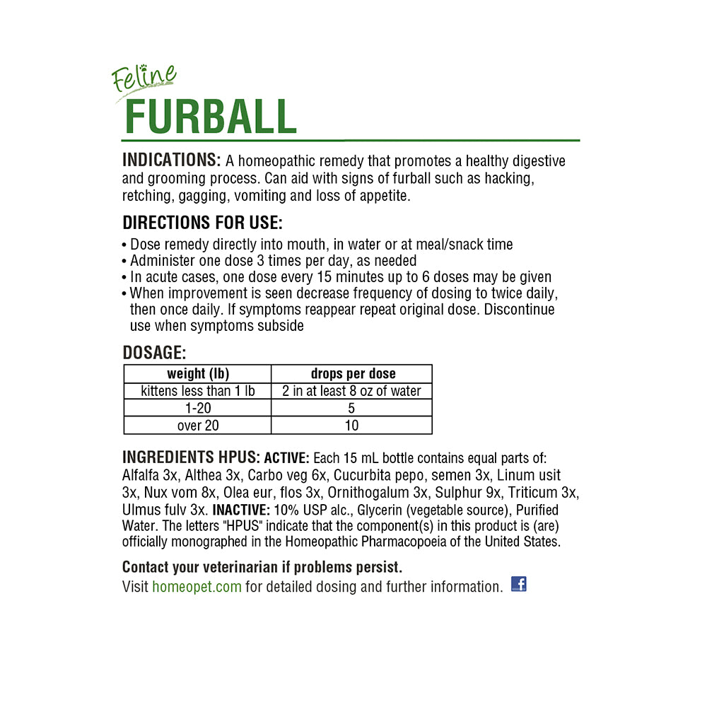 HomeoPet FELINE Furball Relief 0.5-oz, Kwik Pets