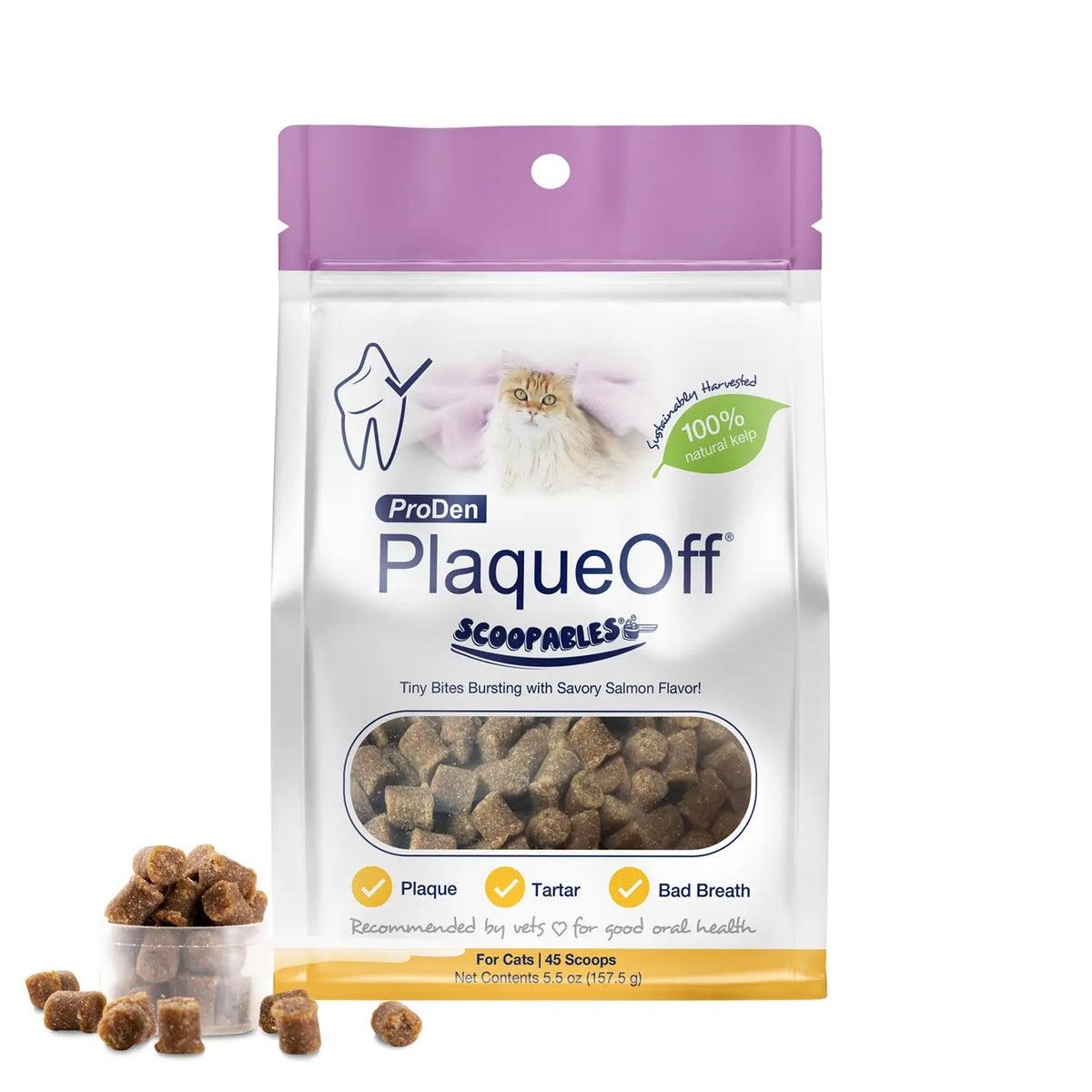 Food of NaturVet ProDen PlaqueOff Scoopables Cat Dental Treats 45 Count 5.5-oz