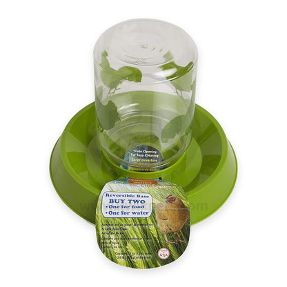 Front of Lixit Chicken Feeder Clear Green 64-oz