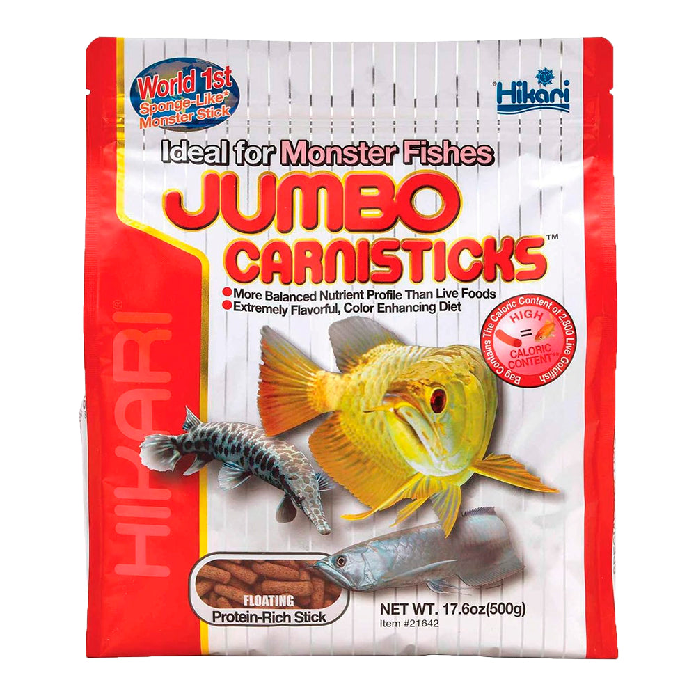 Front of Hikari USA Jumbo CarniSticks Floating Fish Food 17.6-oz