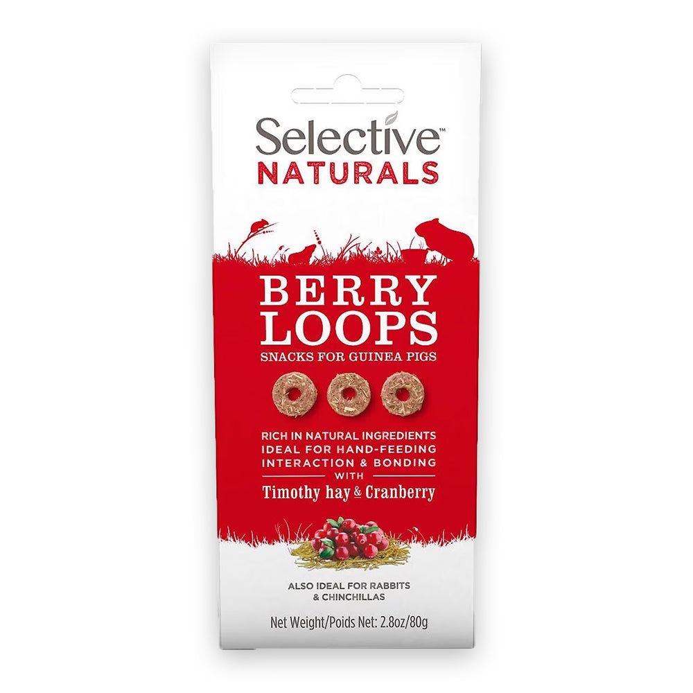 Front of Science Selective Berry Loops with Timothy Hay & Cranberry Guinea Pig Treats 2.8-oz