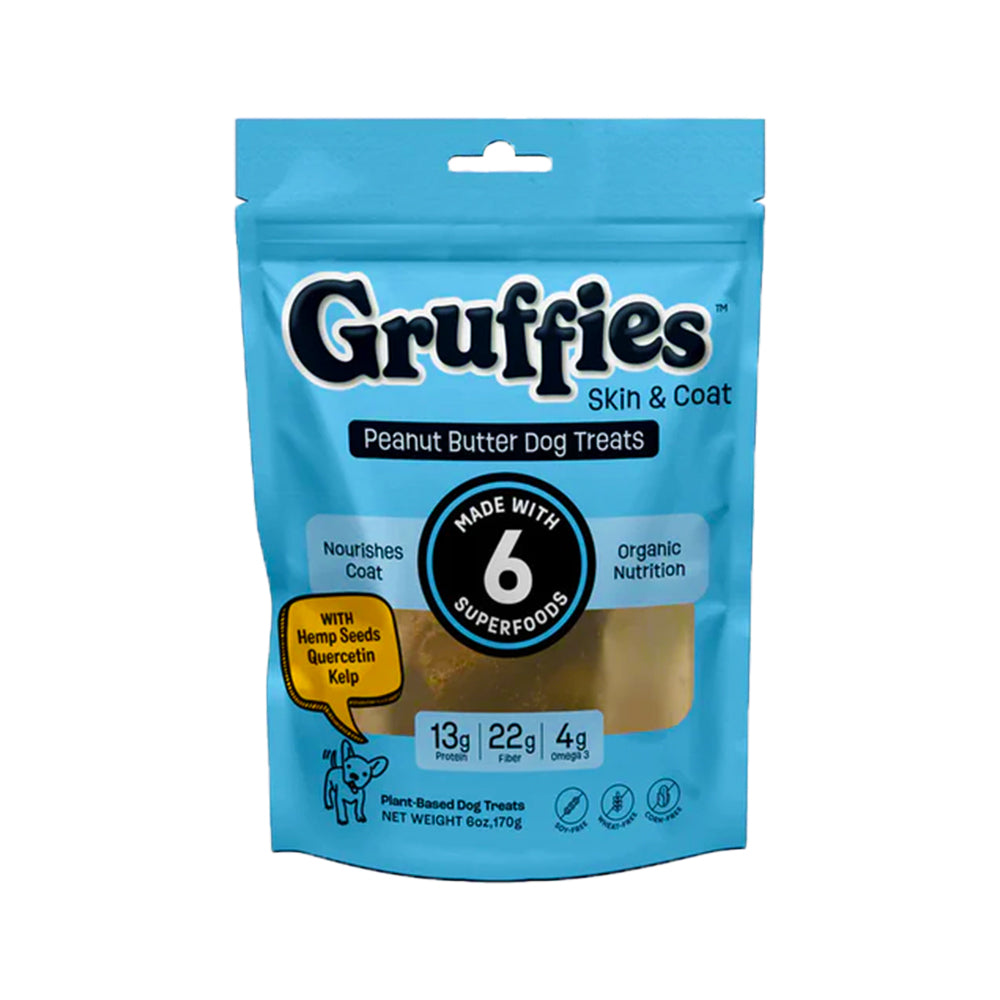 Green Gruff Gruffies Skin & Coat Dog Treats Peanut Butter 6-oz