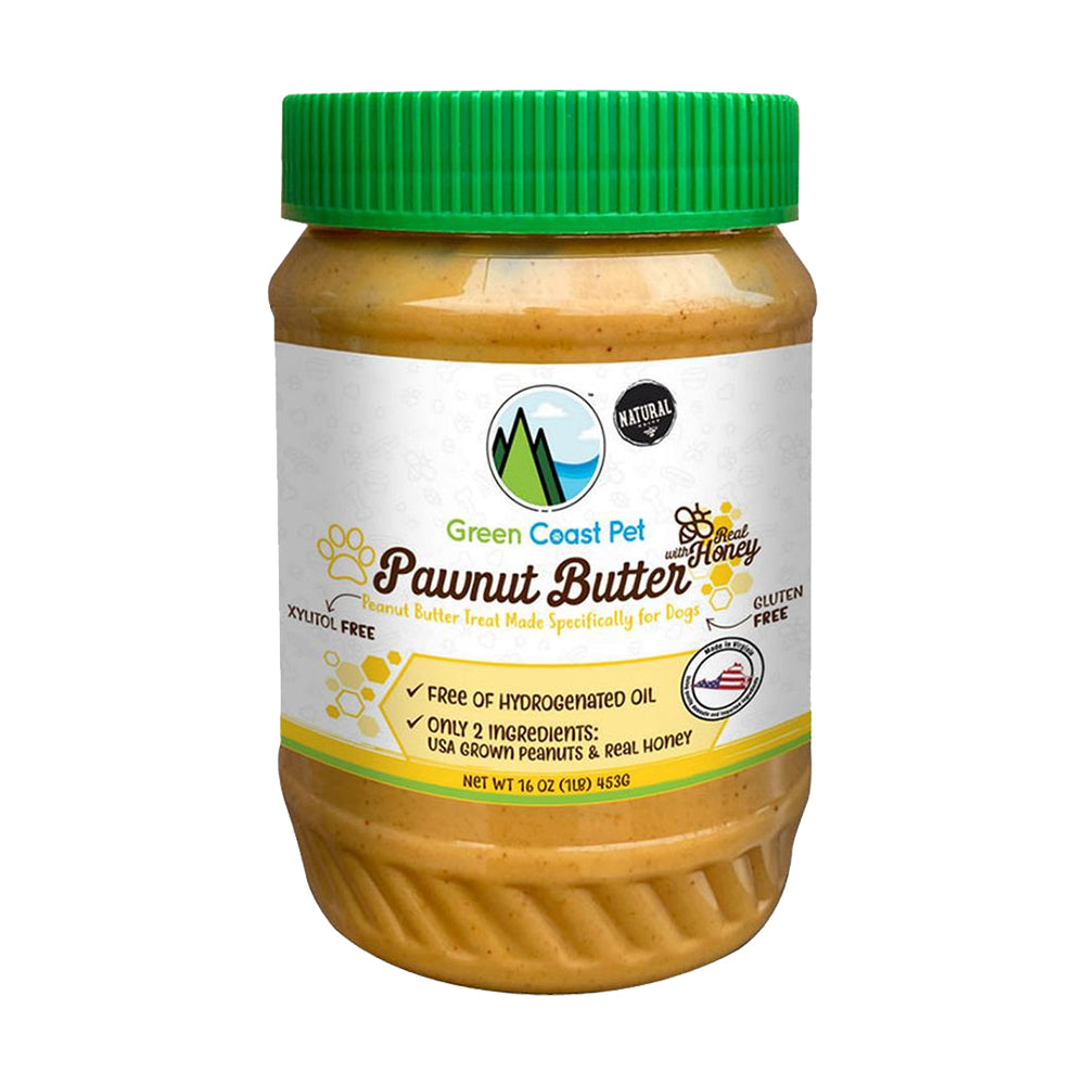 Front of Green Coast Pet Pawnut Butter with Honey Dog Treats 16-oz