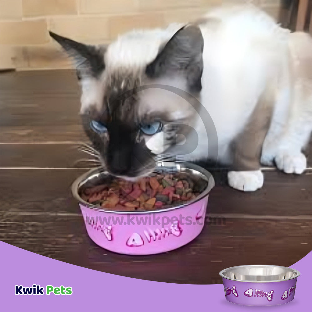 Lifestyle of Loving Pets Bella Designer Fish Skeleton Cat Bowl Lilac X-Small