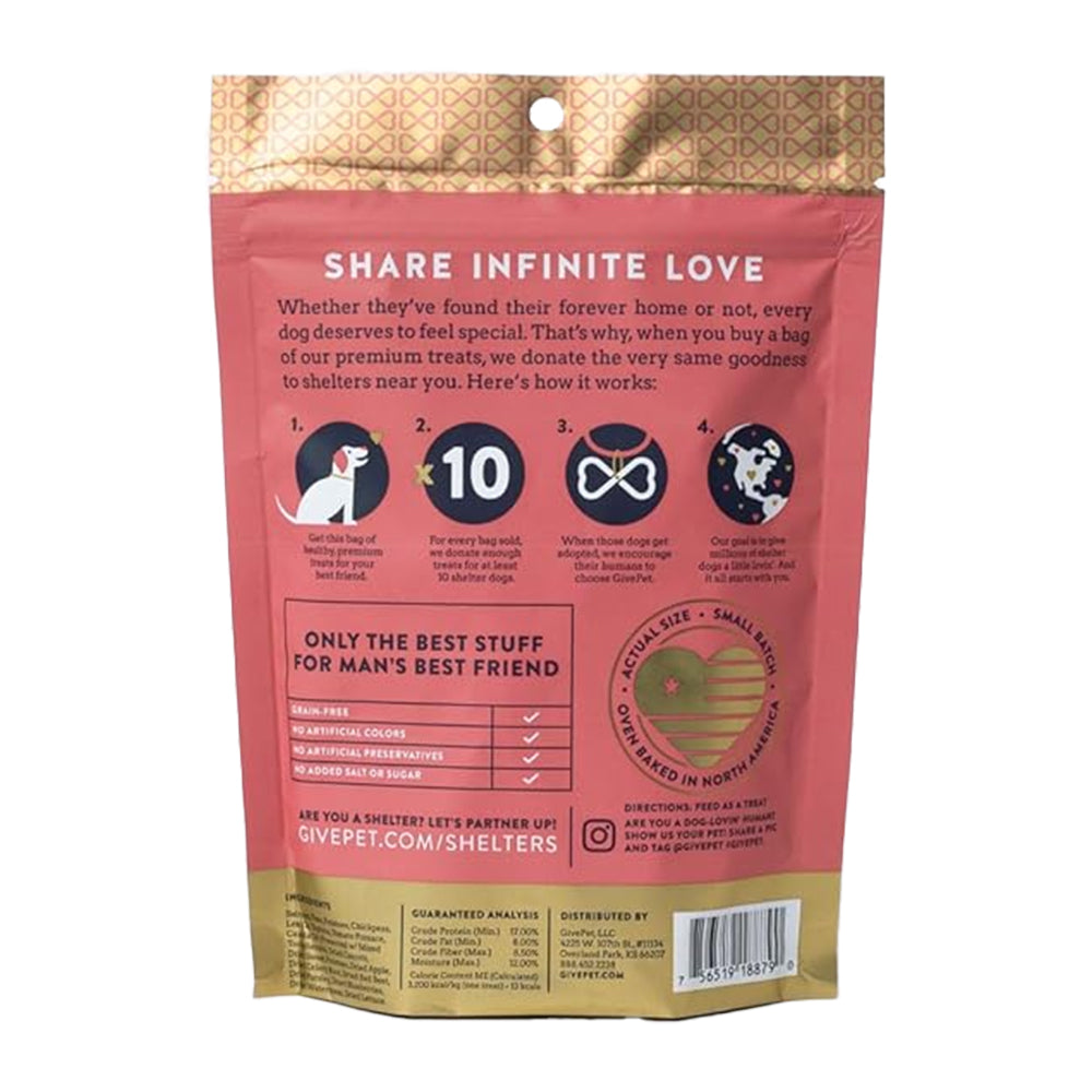 Back of Givepet Campfire Feast Grain-Free Premium Dog Treats Salmon Sweet Potato & Blueberry 11-oz