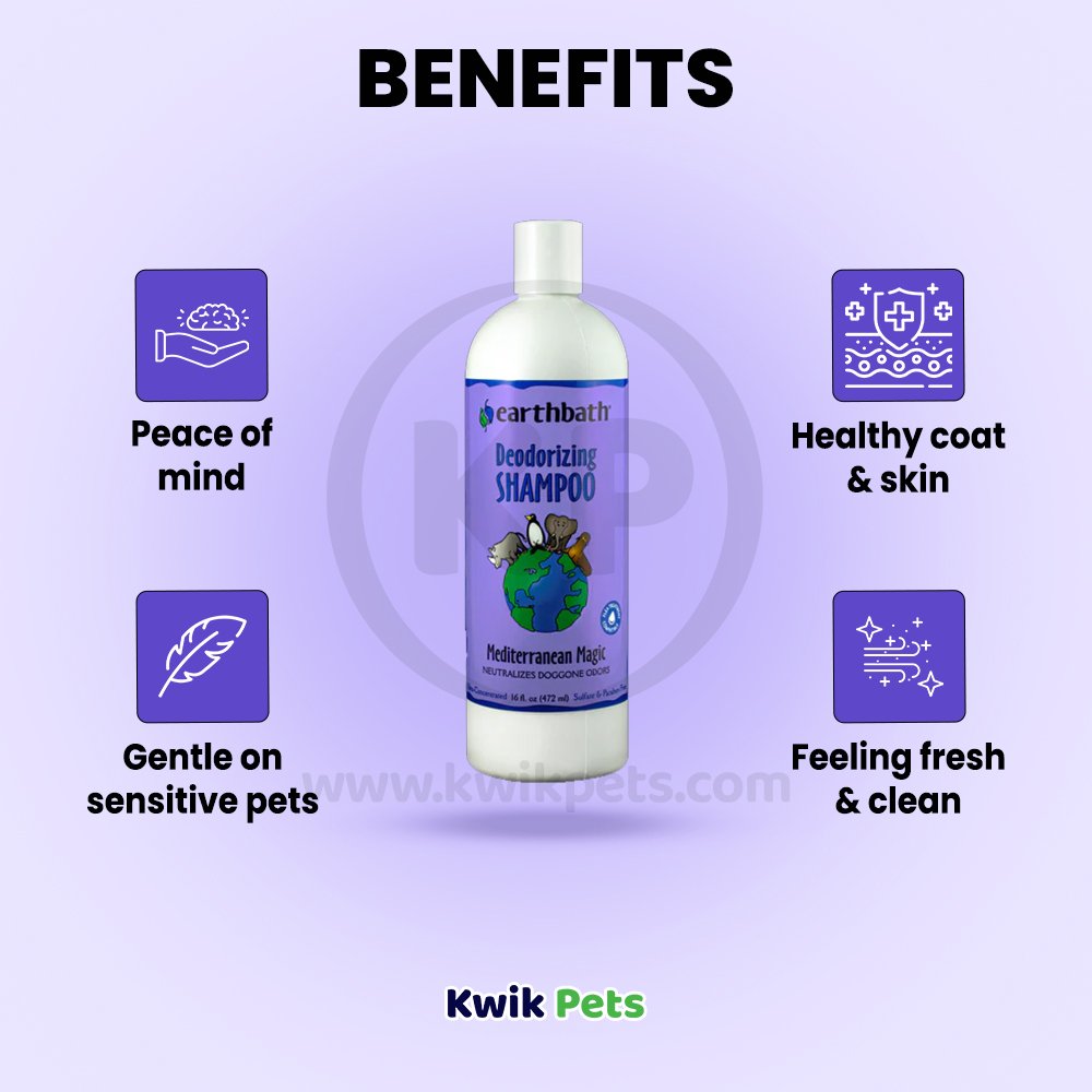 Benefits of Earthbath Deodorizing Shampoo for Dogs Mediterranean Magic 128-oz