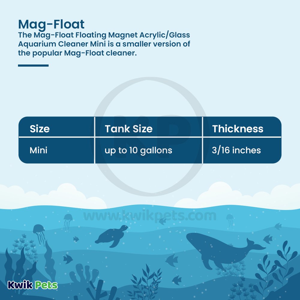 Mag-Float Floating Magnet Acrylic/Glass Aquarium Cleaner Mini, Kwik Pets