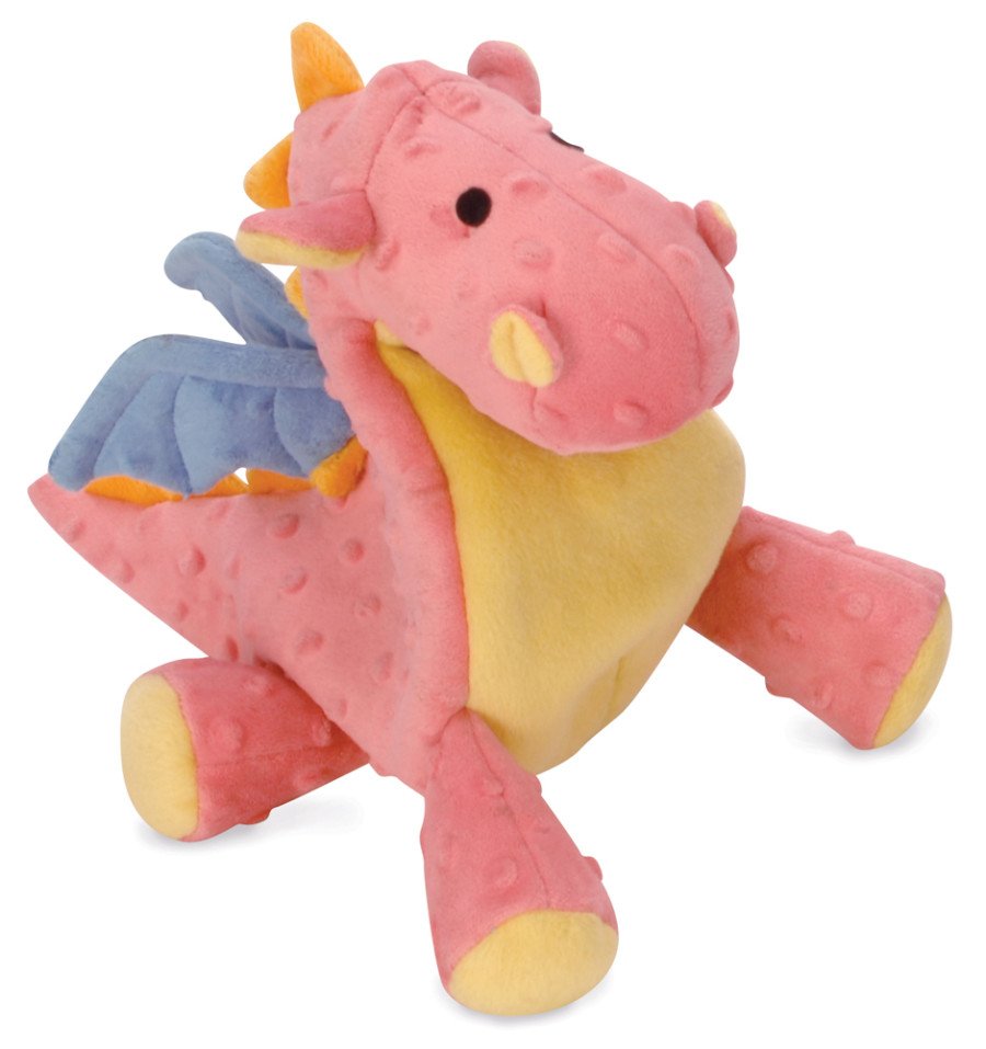 goDog Dragons Chew Guard Technology Squeaky Plush Dog Toy Coral Large, Kwik Pets