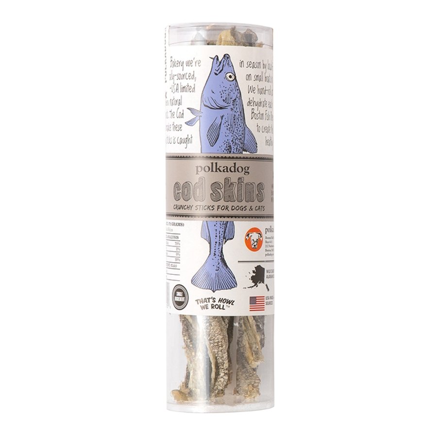 Polkadog Cod Skins Crunchy Dehydrated Dog & Cat Treats 2.5-oz, Kwik Pets