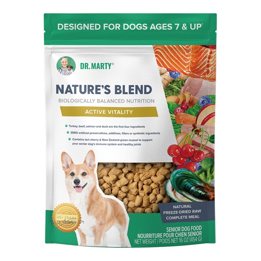 Dr. Marty Nature's Blend Active Vitality Freeze-Dried Raw Senior Dog Food 16-oz, Kwik Pets