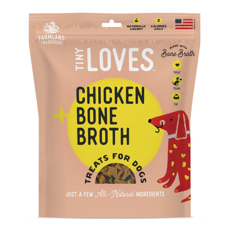 Farmland Traditions Tiny Loves Jerky Dog Treats Chicken with Bone Broth 16-oz, Kwik Pets