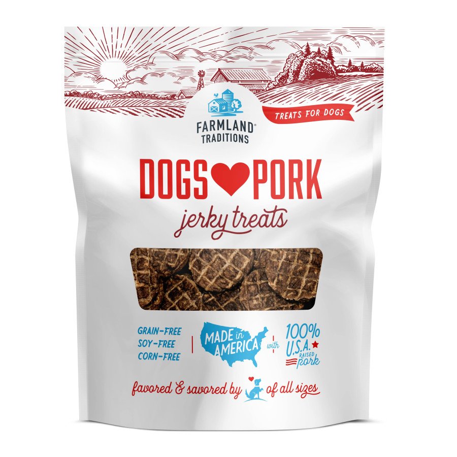 Farmland Traditions Dogs Love Pork Jerky Dog Treats 13.5-oz, Kwik Pets