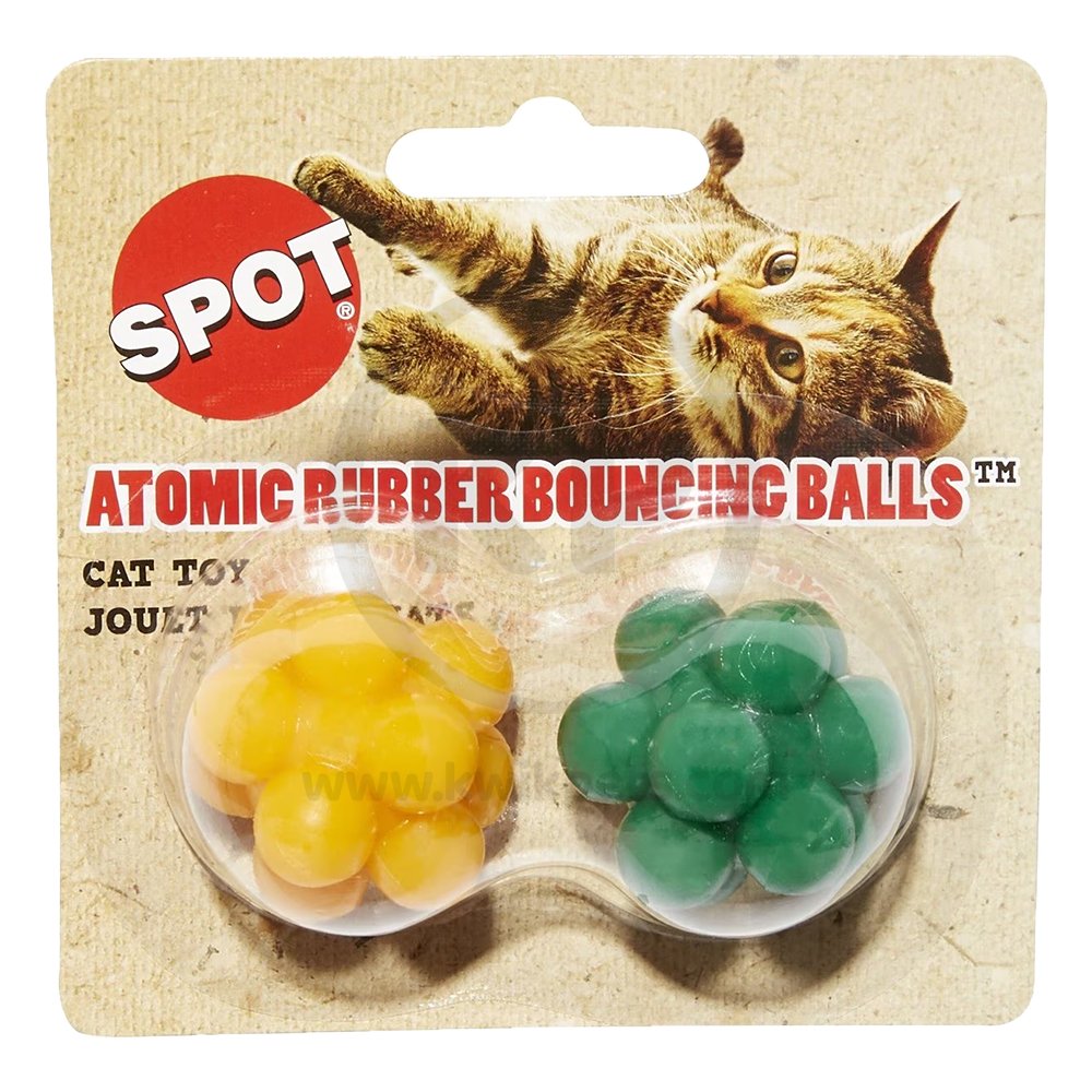 Ethical Pet Spot Atomic Rubber Bouncing Ball Cat Toy Assorted 2 Count