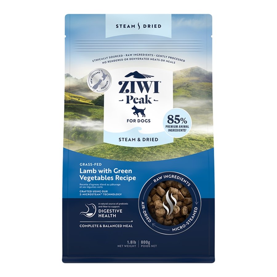 Ziwi Peak Steam & Dried Dog Food Grass-fed Lamb with Green Vegetables Recipe 1.8-lb, Kwik Pets