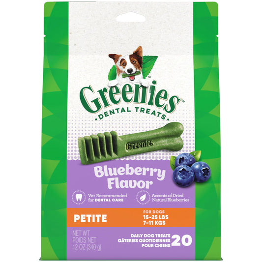 Greenies Dog Dental Treats Petite, Blueberry, 12-oz, 20 ct, Greenies