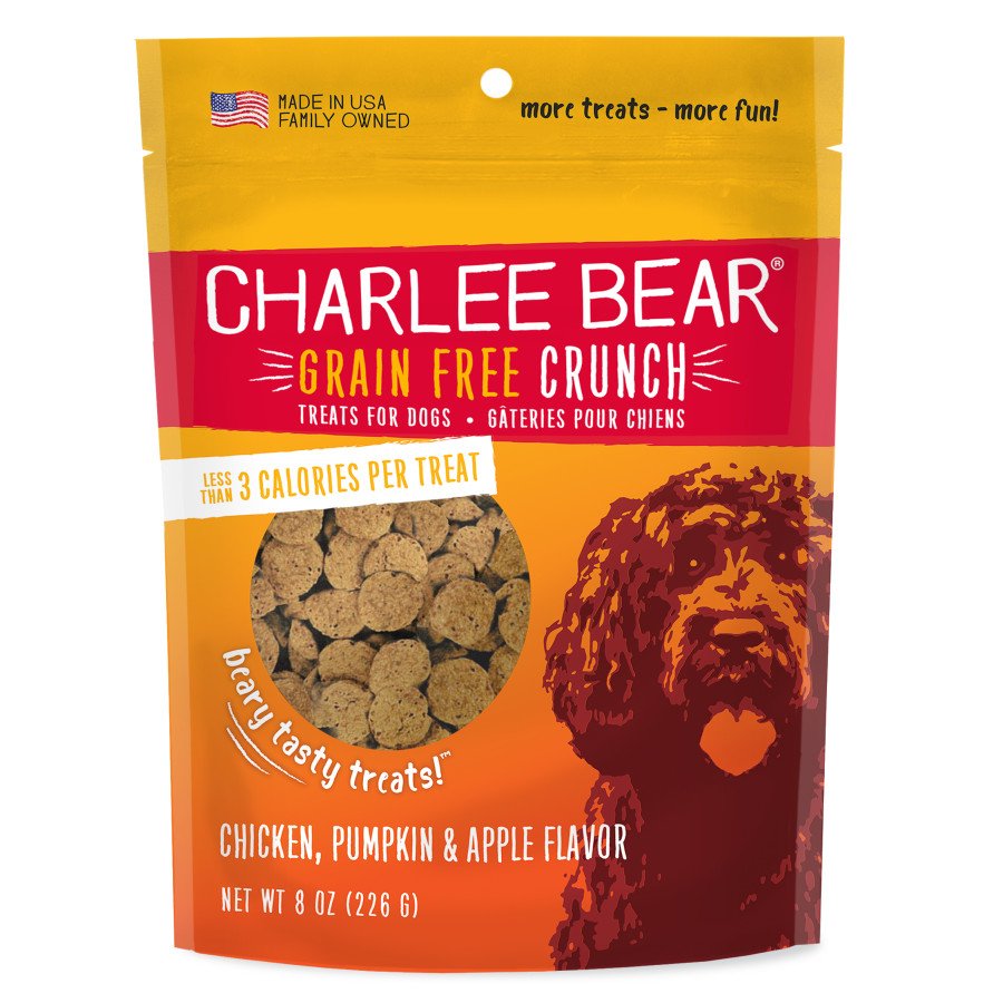 Charlee Bear Grain Free Crunch Dog Treats Chicken, Pumpkin & Apple 8-oz, Kwik Pets