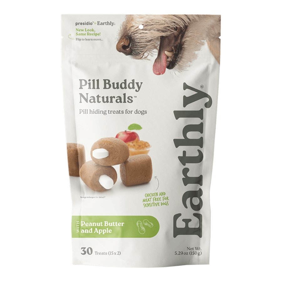 Earthly Pill Buddy Naturals Soft & Chewy Dog Treats Peanut Butter & Apple 30 Count 5.29-oz, Kwik Pets
