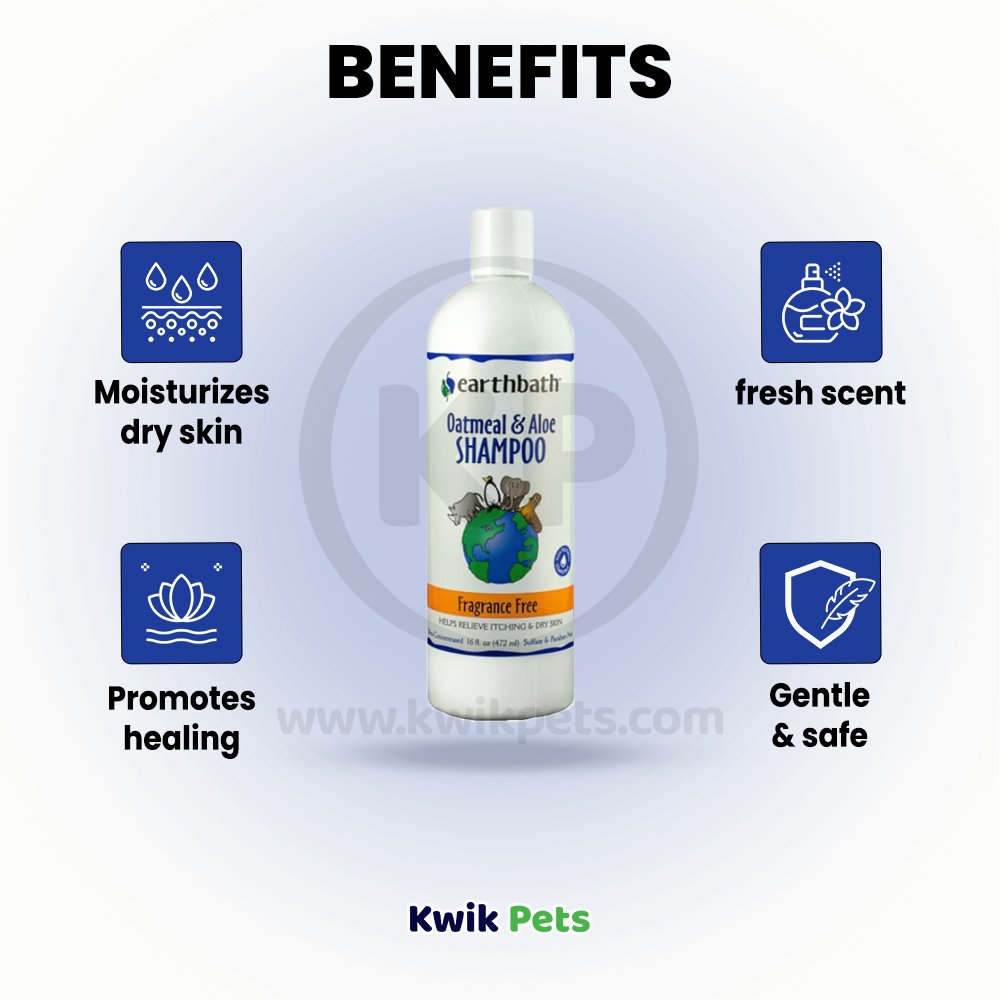 Benefits of Earthbath Oatmeal & Aloe Pet Shampoo Fragrance Free 16-oz