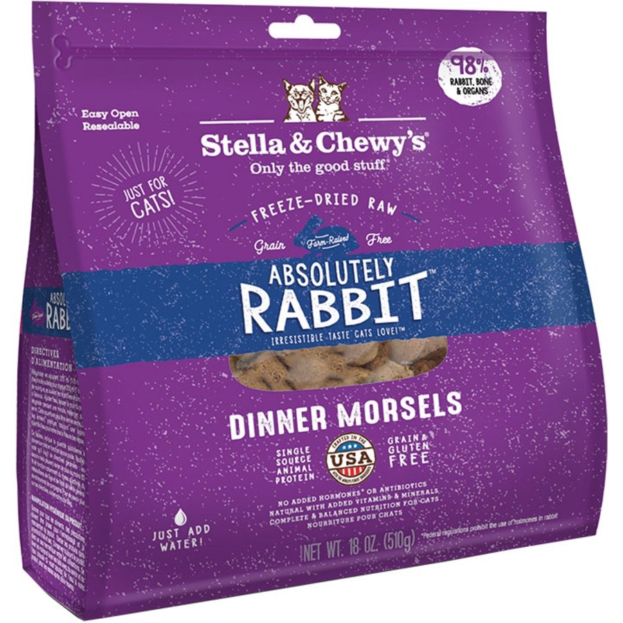 Stella & Chewy's Freeze-Dried Raw Dinner Morsels Dog Food Absolutely Rabbit 18-oz, Kwik Pets