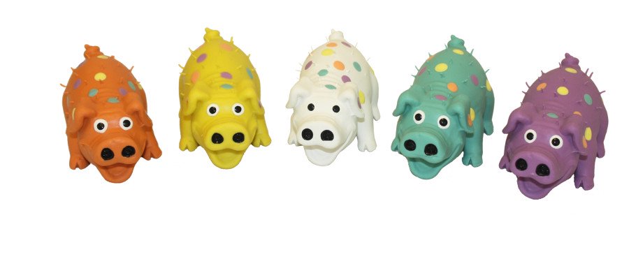 Multipet Globlets Latex Squeaky Pig Dog Toy Assorted 4-in, Kwik Pets