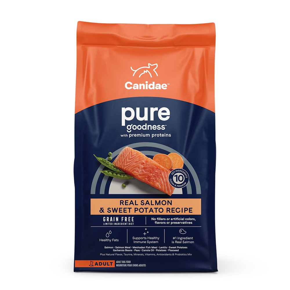 CANIDAE PURE Grain-Free LID Dry Dog Food Salmon & Sweet Potato, 4-lb