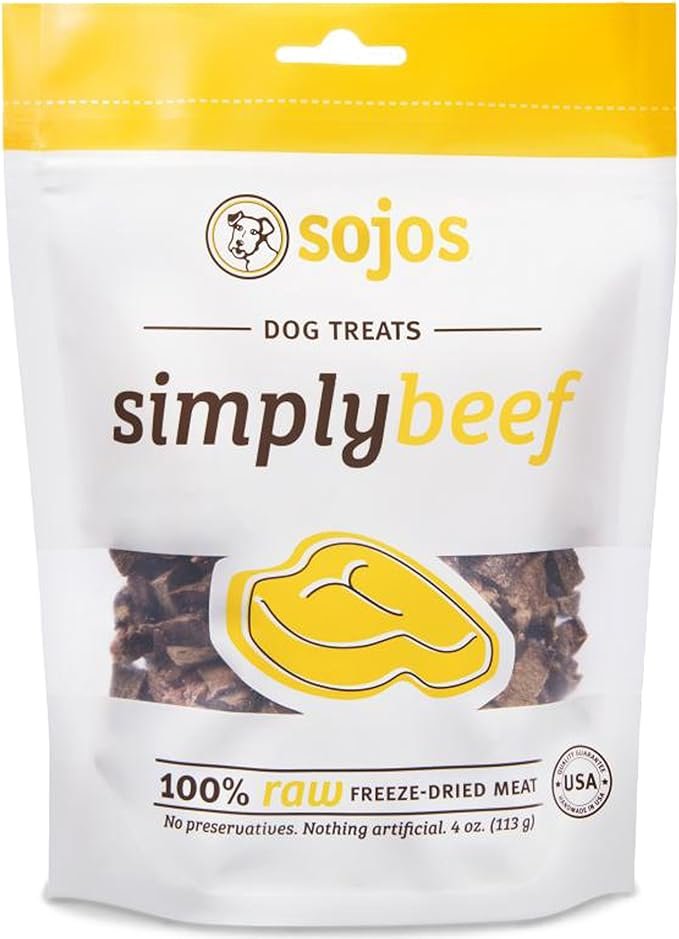 Sojos Simply Beef Freeze-Dried Dog Treats 4-oz, Kwik Pets