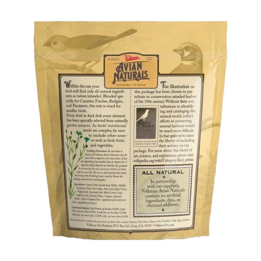 Volkman Seed Company Avian Naturals Canary/Finch Bird Food 4 lb, Volkman