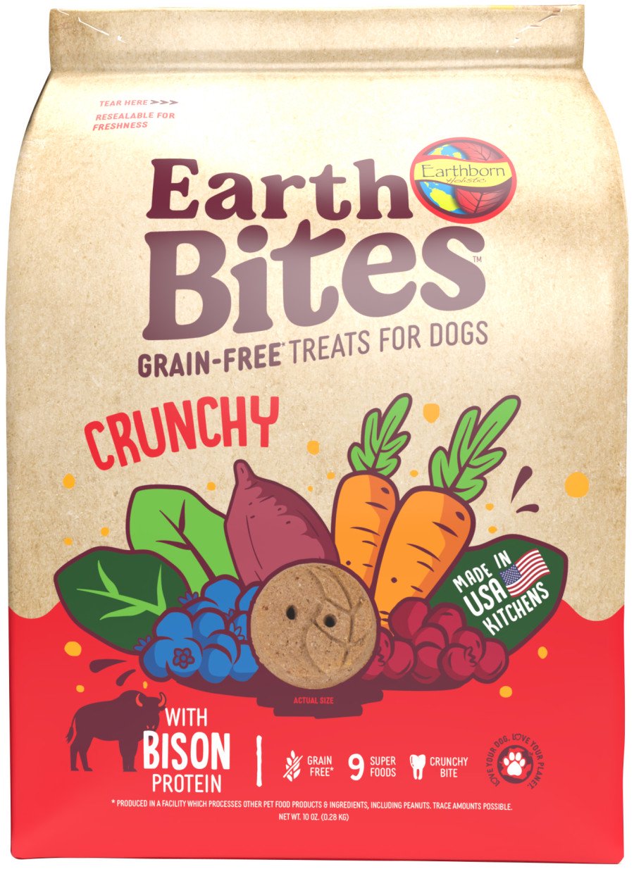 Earthborn Holistic EarthBites Crunchy Dog Treats Bison 10-oz