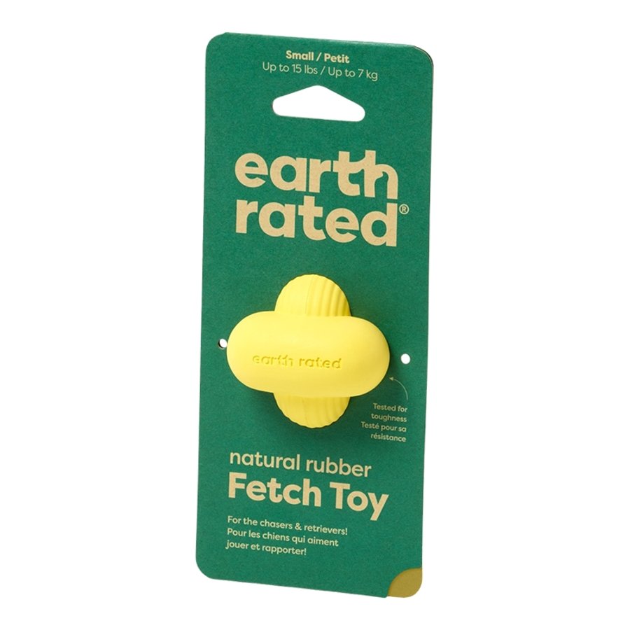 Earth Rated Natural Rubber Dog Fetch Toy Yellow Small, Kwik Pets