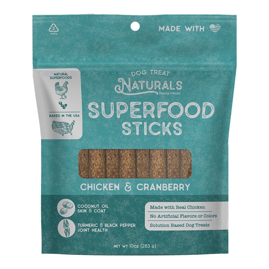 Dog Treat Naturals Superfood Sticks Dog Treats Chicken & Cranberry 10-oz, Kwik Pets