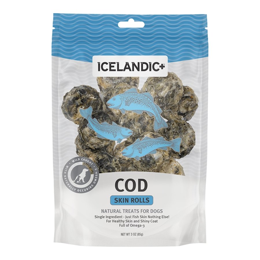 Icelandic+ Cod Skin Rolls Natural Dog Treats 3-oz, Kwik Pets