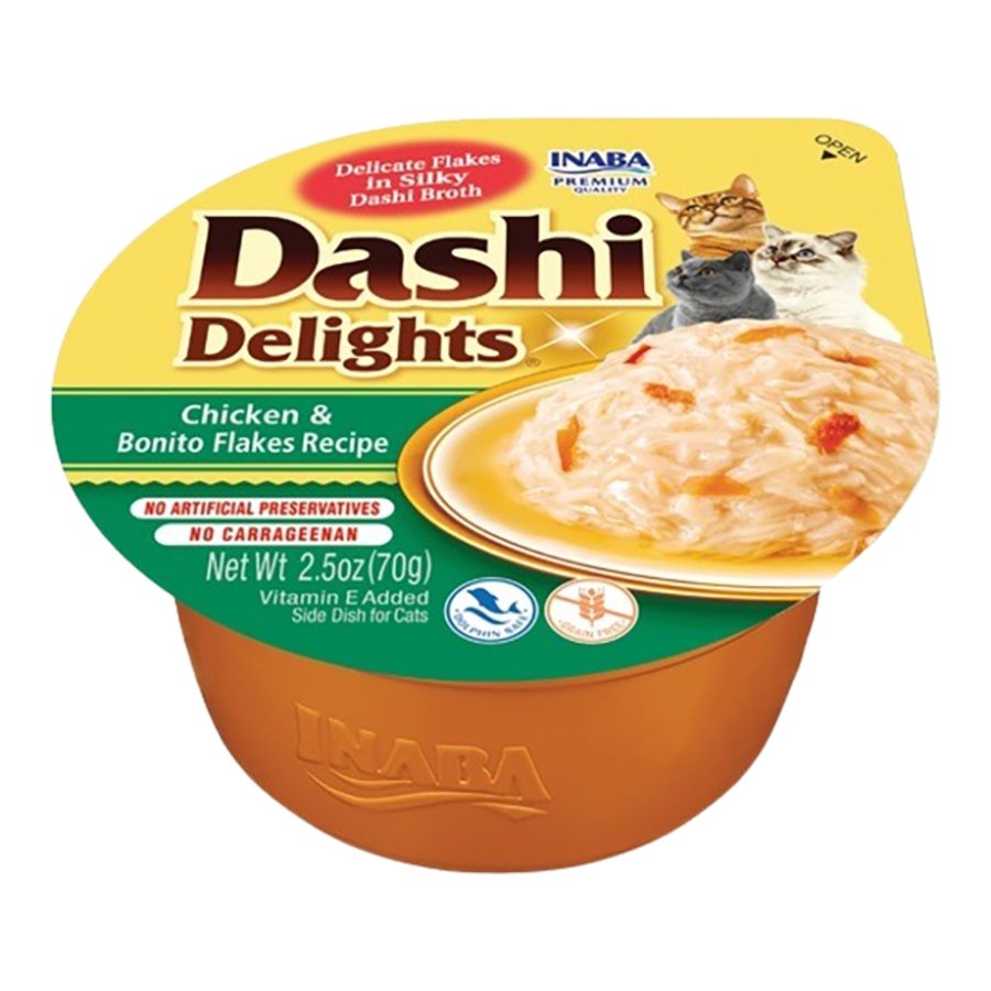 Inaba Dashi Delights Lickable Cat Treats Chicken & Bonito Flake Recipe 2.5-oz Cups 6 Count, Kwik Pets