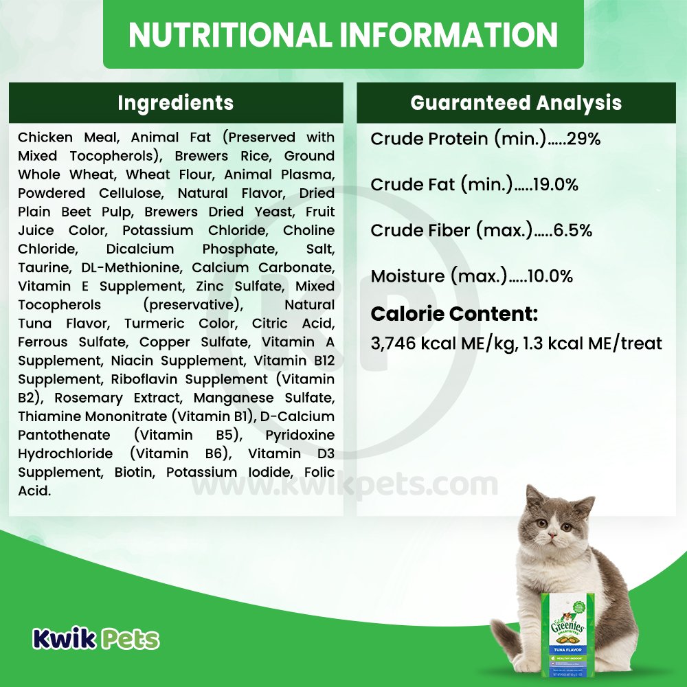 Greenies Feline Smartbites Healthy Indoor Natural Treats for Cats, Tuna Flavor, 2.1-oz., Greenies
