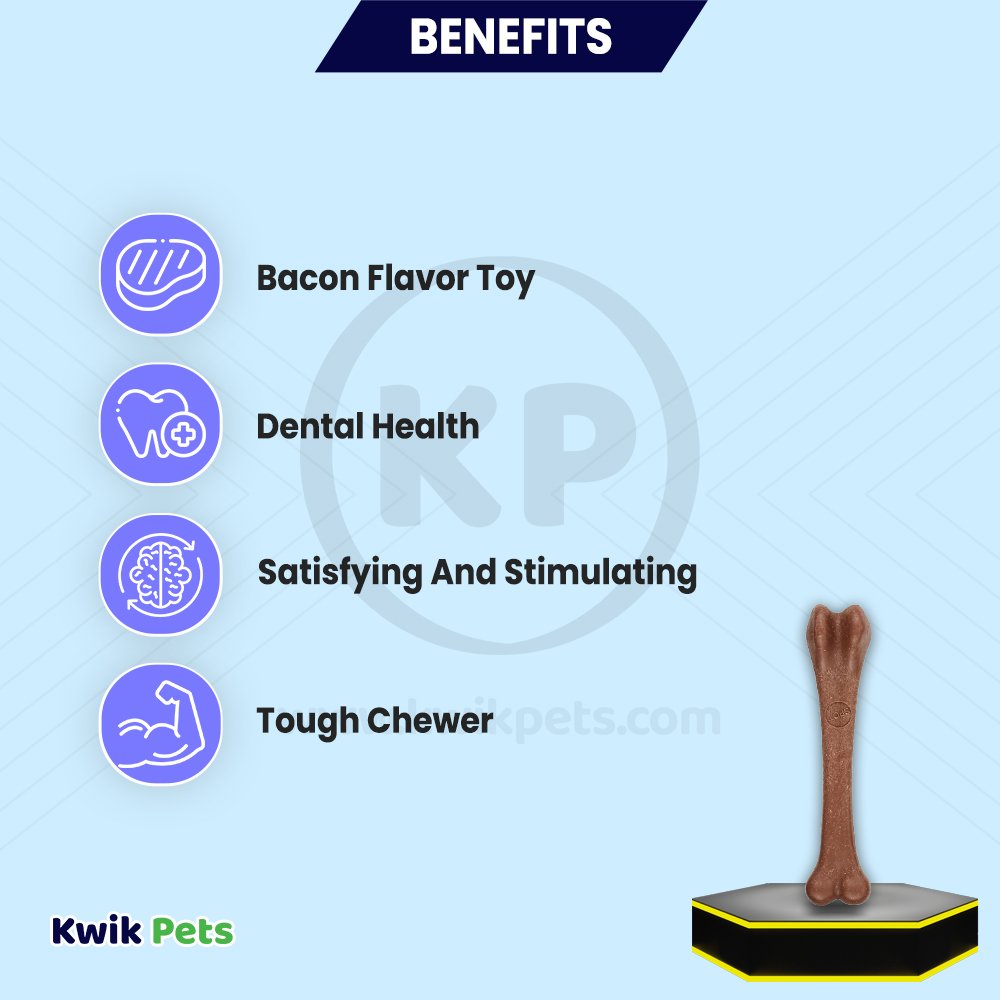 Ethical Pet Bam-bones Bone Bacon Tough Dog Chew Toy 5.75 in, Ethical