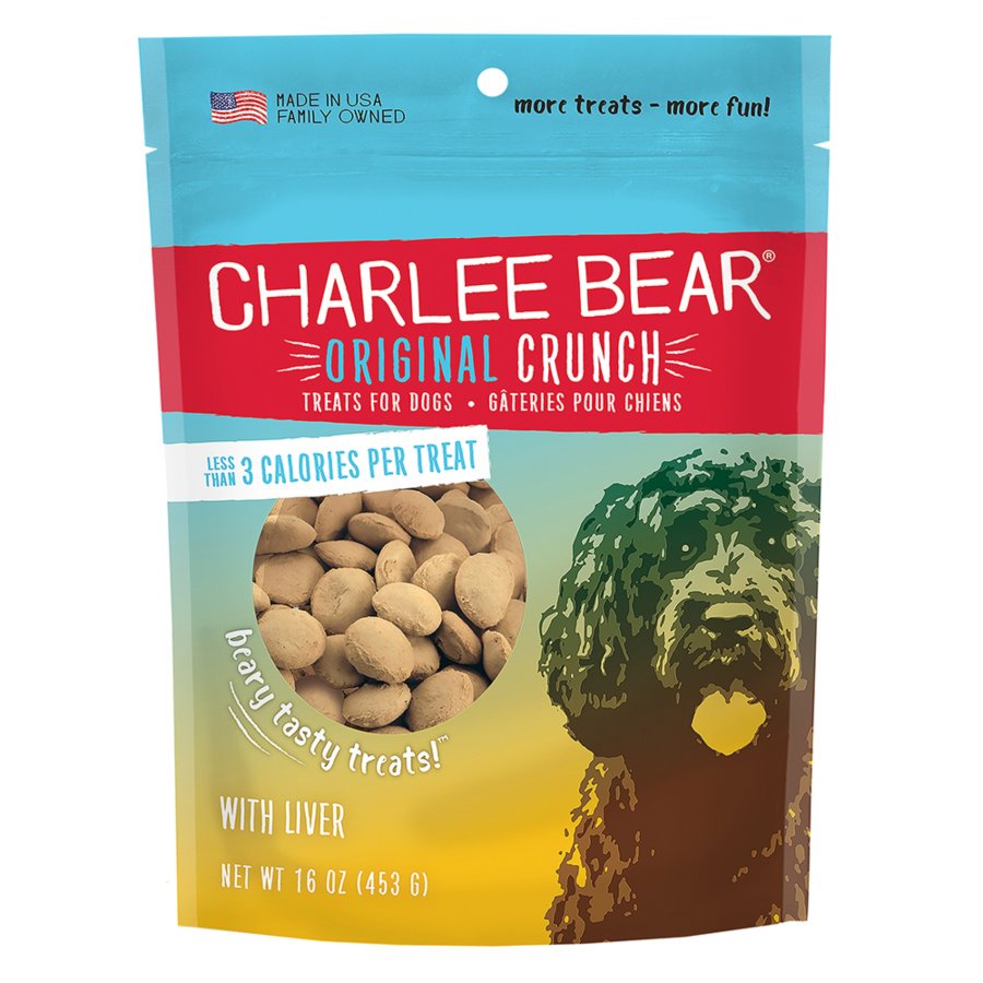 Charlee Bear Original Crunch Dog Treats Chicken Liver 16-oz, Kwik Pets