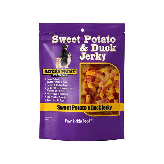 Savory Prime Natural Jerky Treats Sweet Potato & Duck, 16-oz, Savory Prime