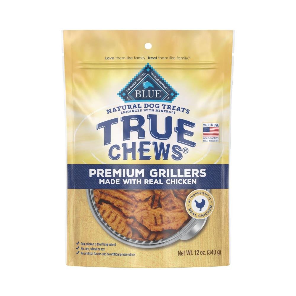 Blue Buffalo True Chews Premium Grillers Natural Dog Treats Real Chicken 12-oz, Kwik Pets