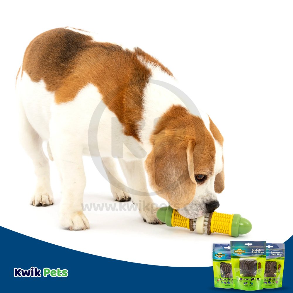 Busy Buddy Natural Rawhide Rings Peanut Butter Size C