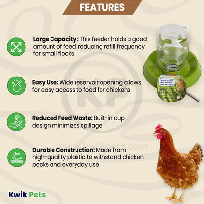 Features of Lixit Chicken Feeder Clear Green 64-oz