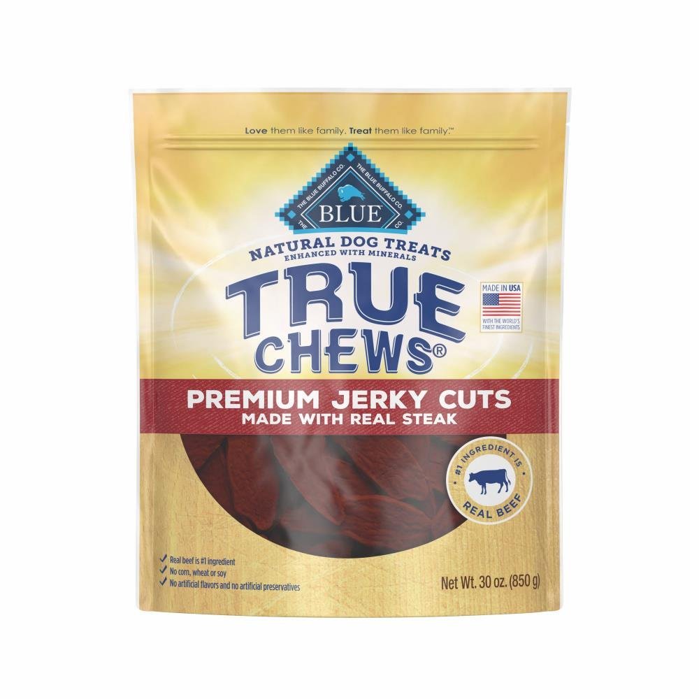 Blue Buffalo True Chews Premium Jerky Cuts Natural Dog Treats Real Steak 10-oz, Kwik Pets