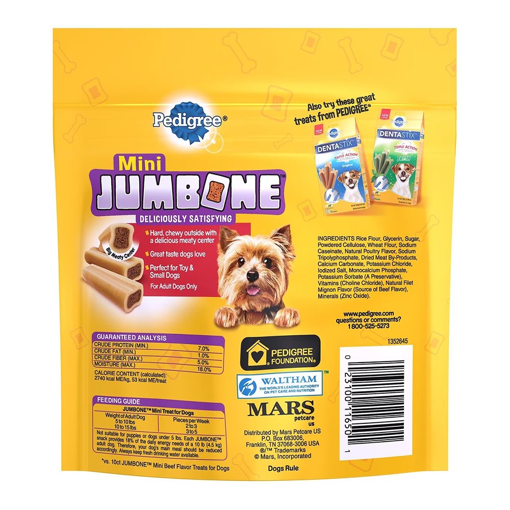 Pedigree Mini Jumbone Real Beef Flavor Dog Treats 12ct