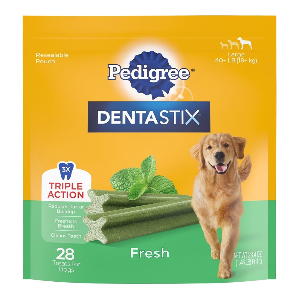 Pedigree DENTASTIX Dog Dental Treat Fresh Resealable Pouch, 28ct, Pedigree