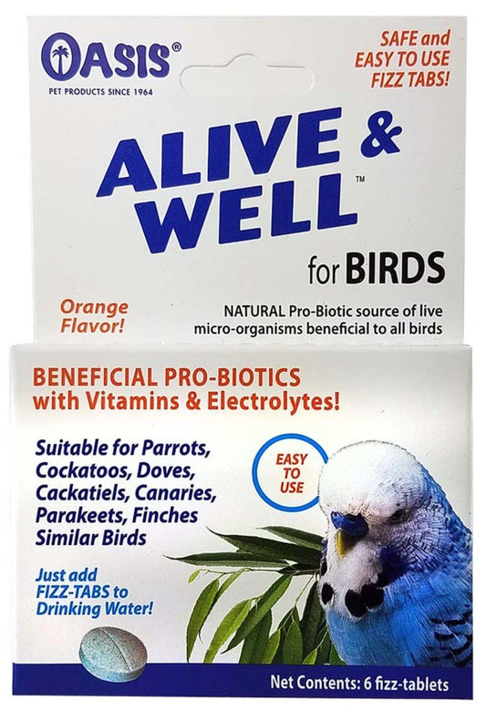 Oasis Alive and Well Probiotic Fizz-Tablets for Birds, 6 ct, Oasis