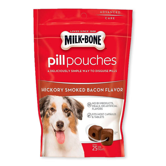Milk-Bone Pill Pouches Dog Treats Hickory Smoked Bacon Flavor, 25 ct, 6-oz