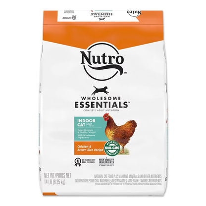 Nutro Products Wholesome Essentials Healthy Weight Indoor Adult Dry Cat Food Chicken & Brown Rice, 14-lb