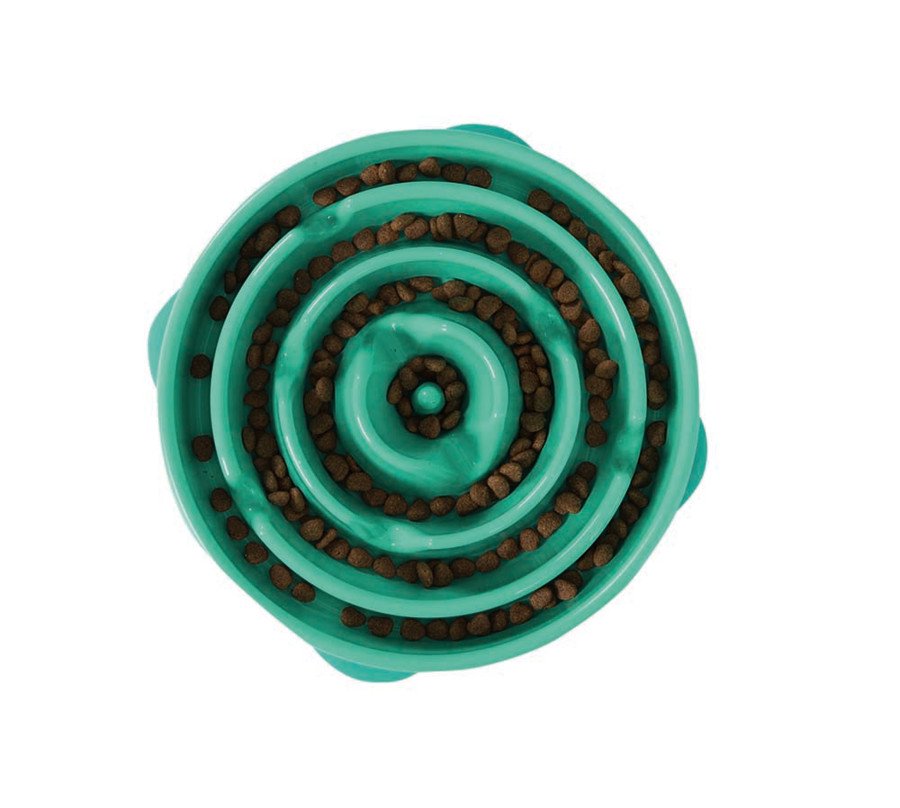 Outward Hound Fun Feeder Slow Feeder Dog Bowl Turquoise Large, Kwik Pets