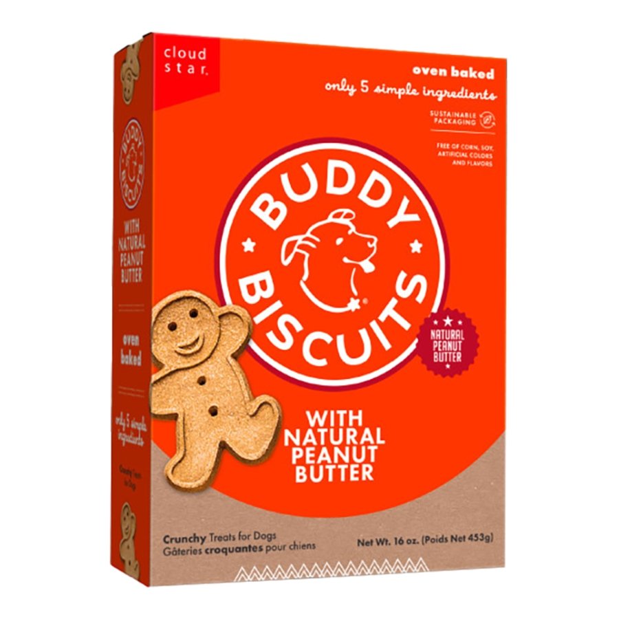 Cloud Star Buddy Biscuits Crunchy Dog Treats with Natural Peanut Butter 16-oz, Kwik Pets