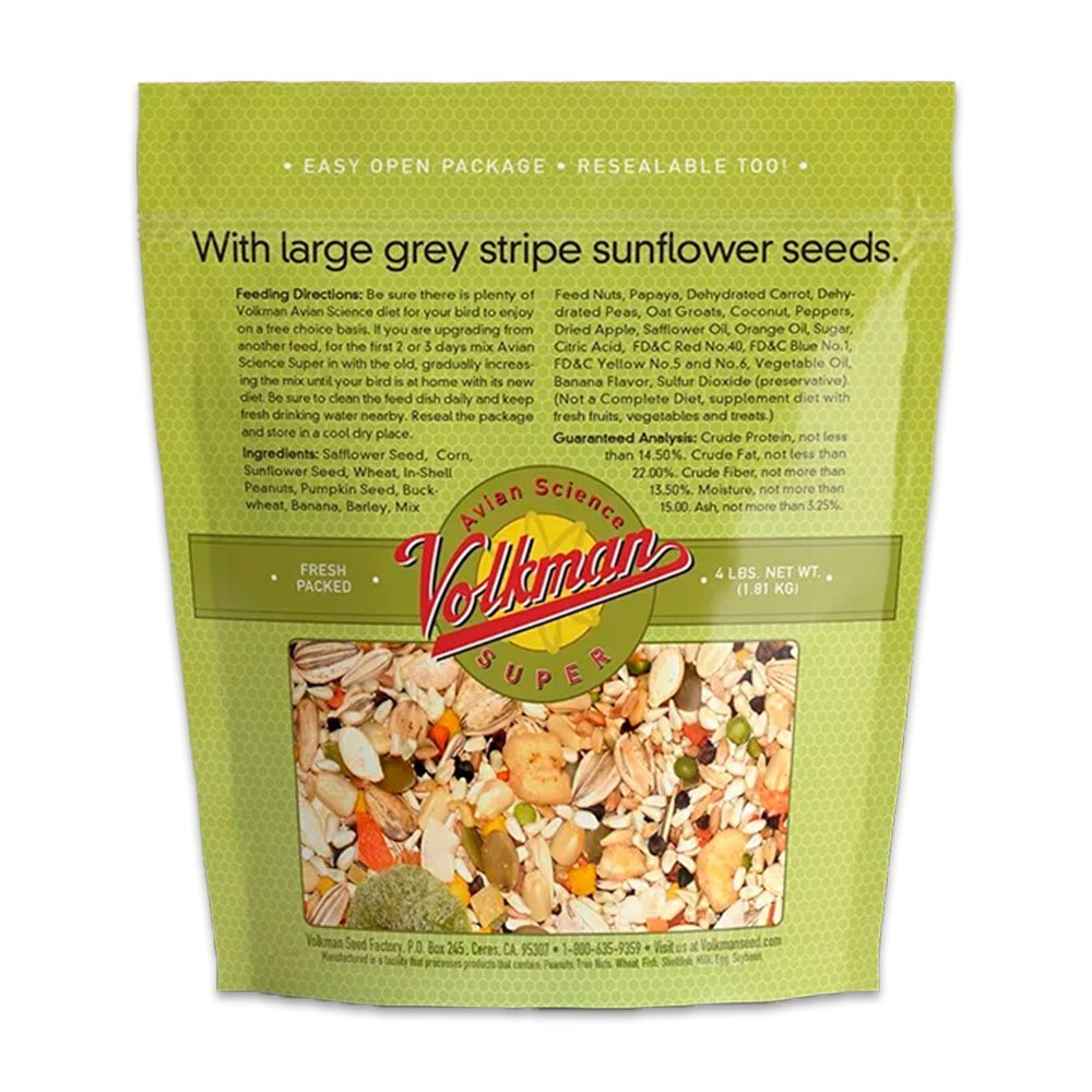 Volkman Seed Company Avian Science Super Parrot Bird Treat, 4 lb, Volkman